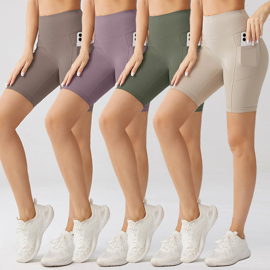 Women's High Waist Gym Shorts with Pockets | Stretch Fitness Shorts