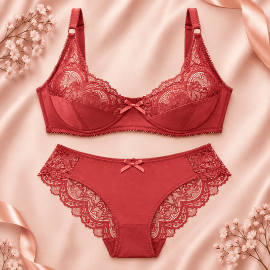 Lace Bra & Panty Set for Women | Floral Lingerie Set – Velora Collection