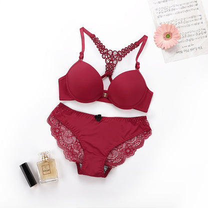 **Burgundy Lace Bra & Panty Set for Women | Padded Lingerie – Velora Collection**