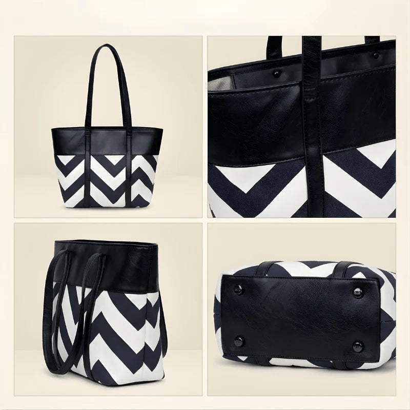 Women’s Chevron Tote Bag | Stylish Shoulder Purse – Velora Collection VC-061