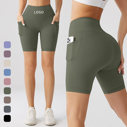 Women's High Waist Gym Shorts with Pockets | Stretch Fitness Shorts