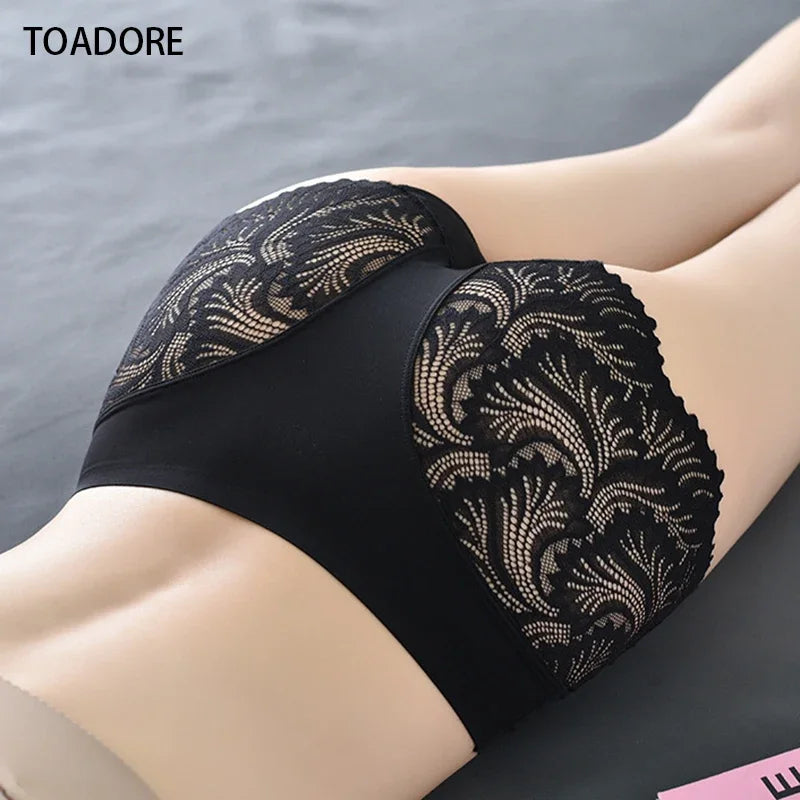 Black Lace Seamless Briefs for Women, Floral Design | Velora Collection
