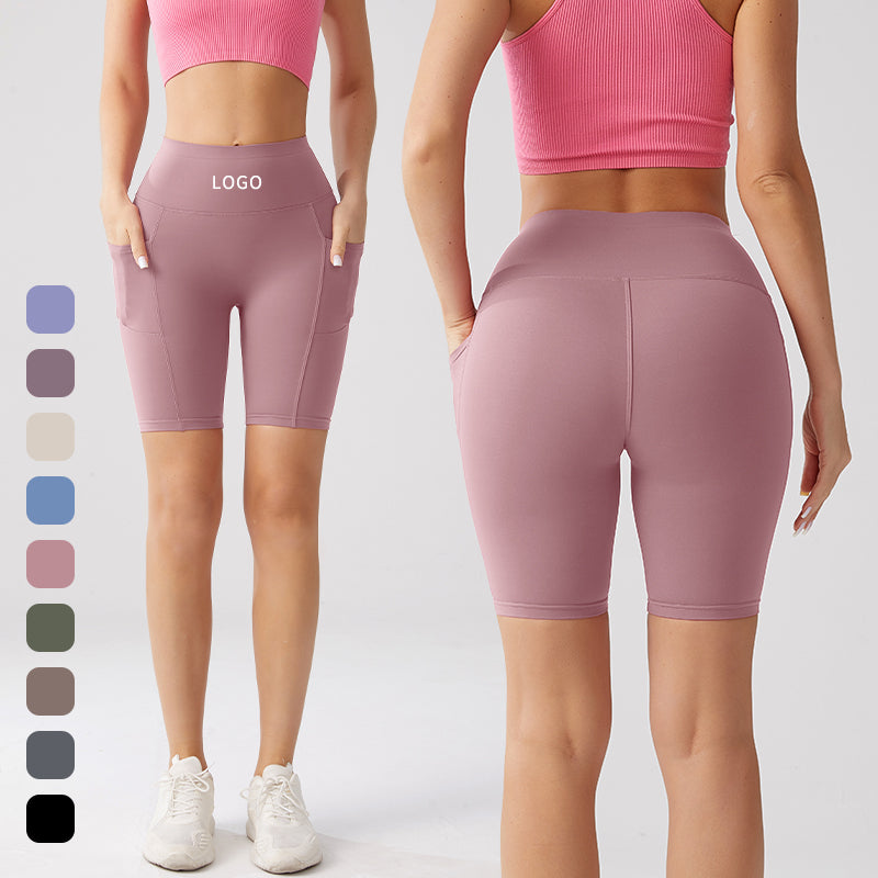 Women's High Waist Gym Shorts with Pockets | Stretch Fitness Shorts