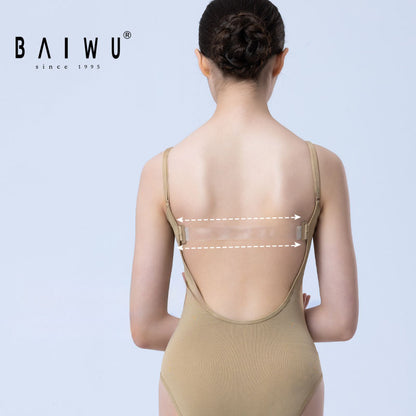 Women’s Beige Ballet Leotard | Sleeveless Dance Bodysuit – Velora Collection