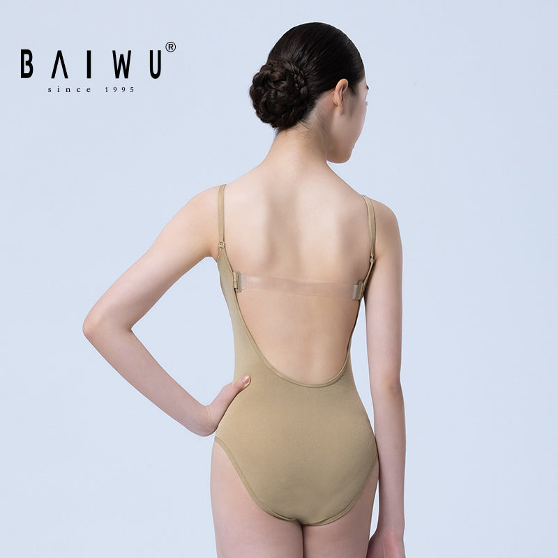 Women’s Beige Ballet Leotard | Sleeveless Dance Bodysuit – Velora Collection