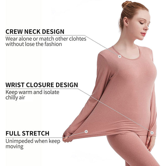 Women’s Pink Thermal Underwear Set | Warm & Comfortable – Velora Collection