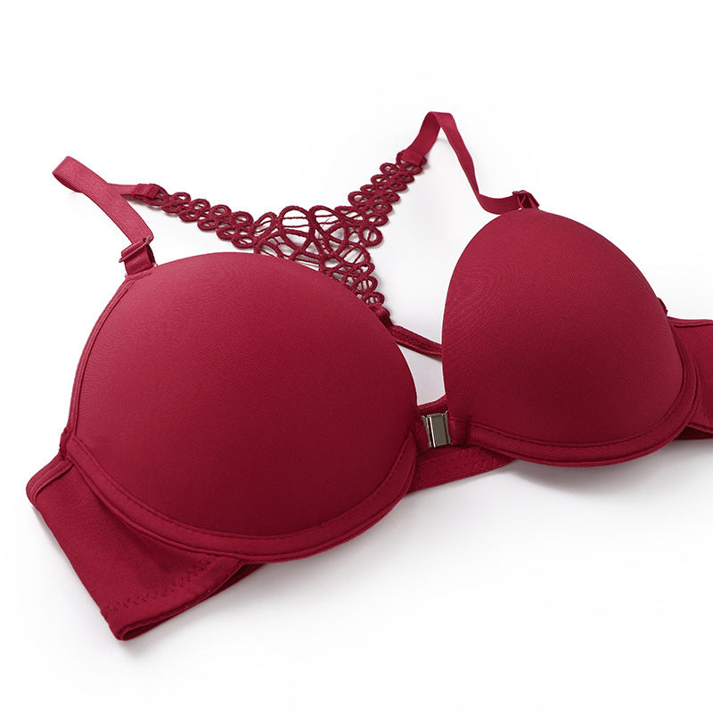 **Burgundy Lace Bra & Panty Set for Women | Padded Lingerie – Velora Collection**