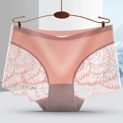 Black Lace Seamless Briefs for Women, Floral Design | Velora Collection