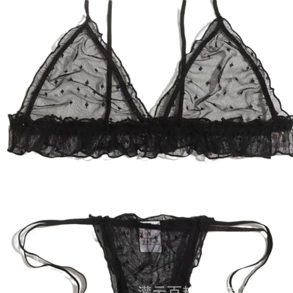 Black Lace Lingerie Set for Women, Sheer Bra & Panty | Velora Collection