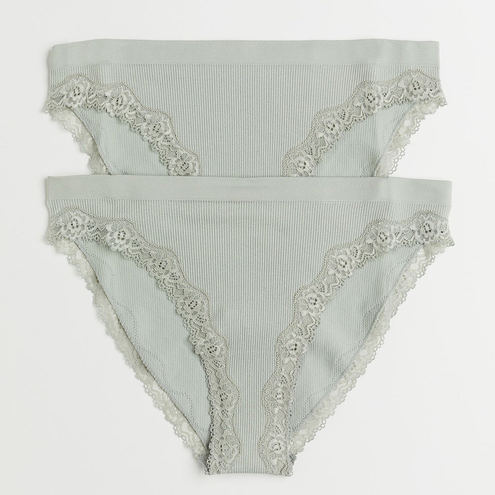 Women’s Lace Trim Bra & Panty Set – Comfortable Ribbed Lingerie | Velora Collection