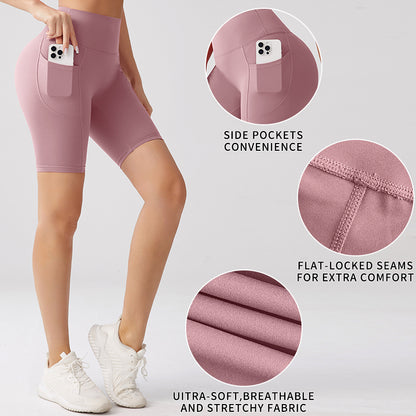 Women's High Waist Gym Shorts with Pockets | Stretch Fitness Shorts