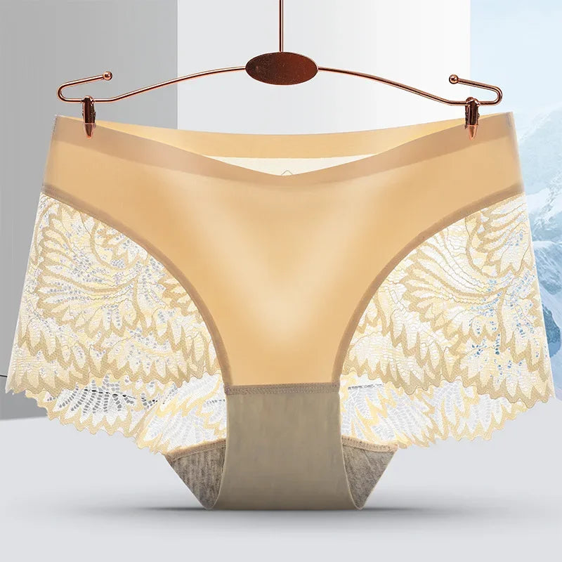 Black Lace Seamless Briefs for Women, Floral Design | Velora Collection
