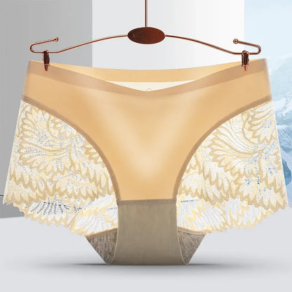 Black Lace Seamless Briefs for Women, Floral Design | Velora Collection