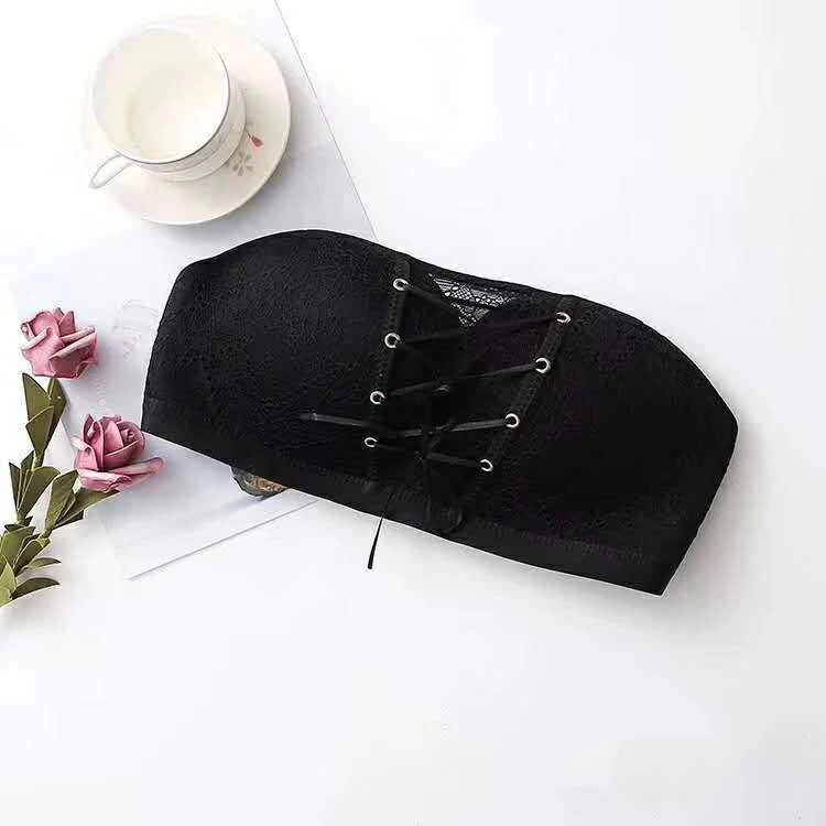 Black Strapless Lace Bra for Women, Backless Support Bra | Velora Collection