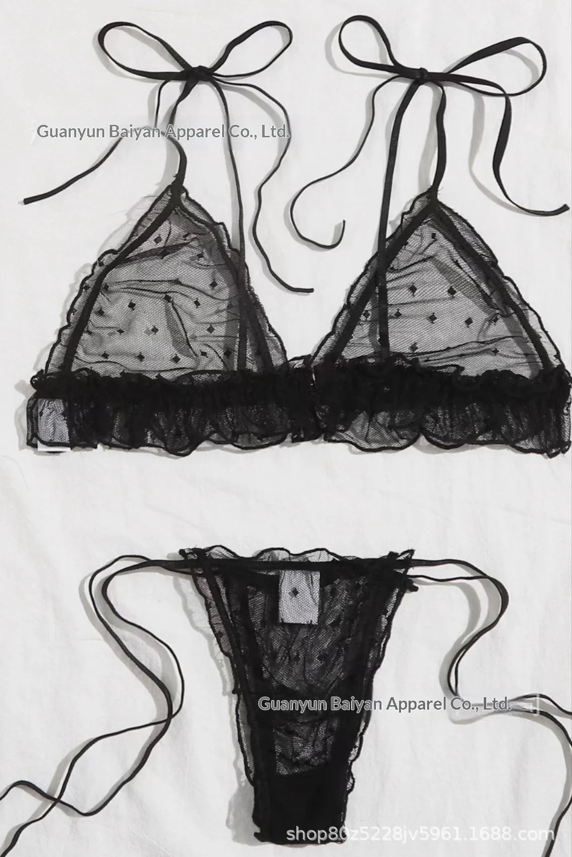 Black Lace Lingerie Set for Women, Sheer Bra & Panty | Velora Collection