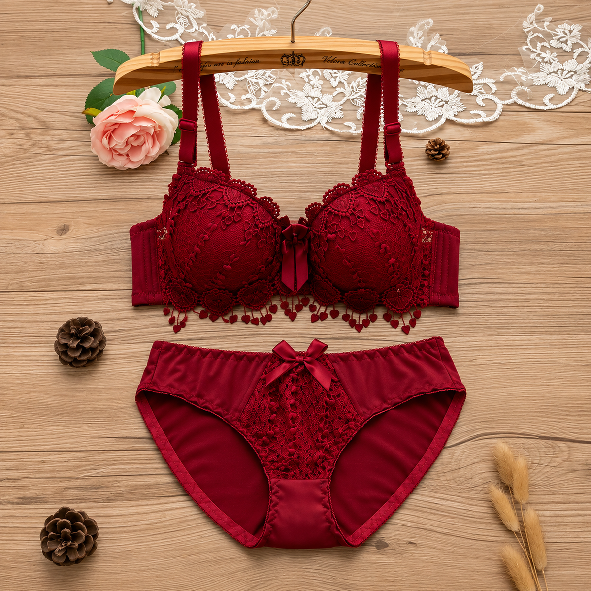 Lace Bra & Panty Set for Women | Padded Lingerie Set– Velora Collection