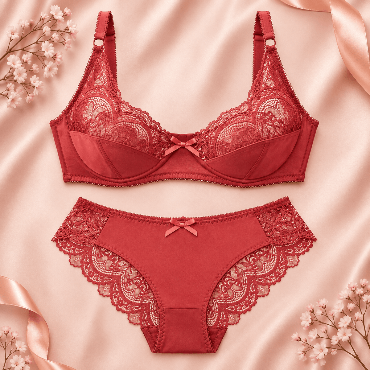 Lace Bra & Panty Set for Women | Floral Lingerie Set – Velora Collection