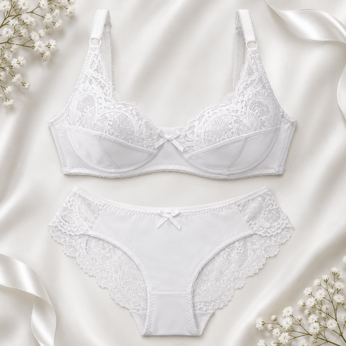 Lace Bra & Panty Set for Women | Floral Lingerie Set – Velora Collection